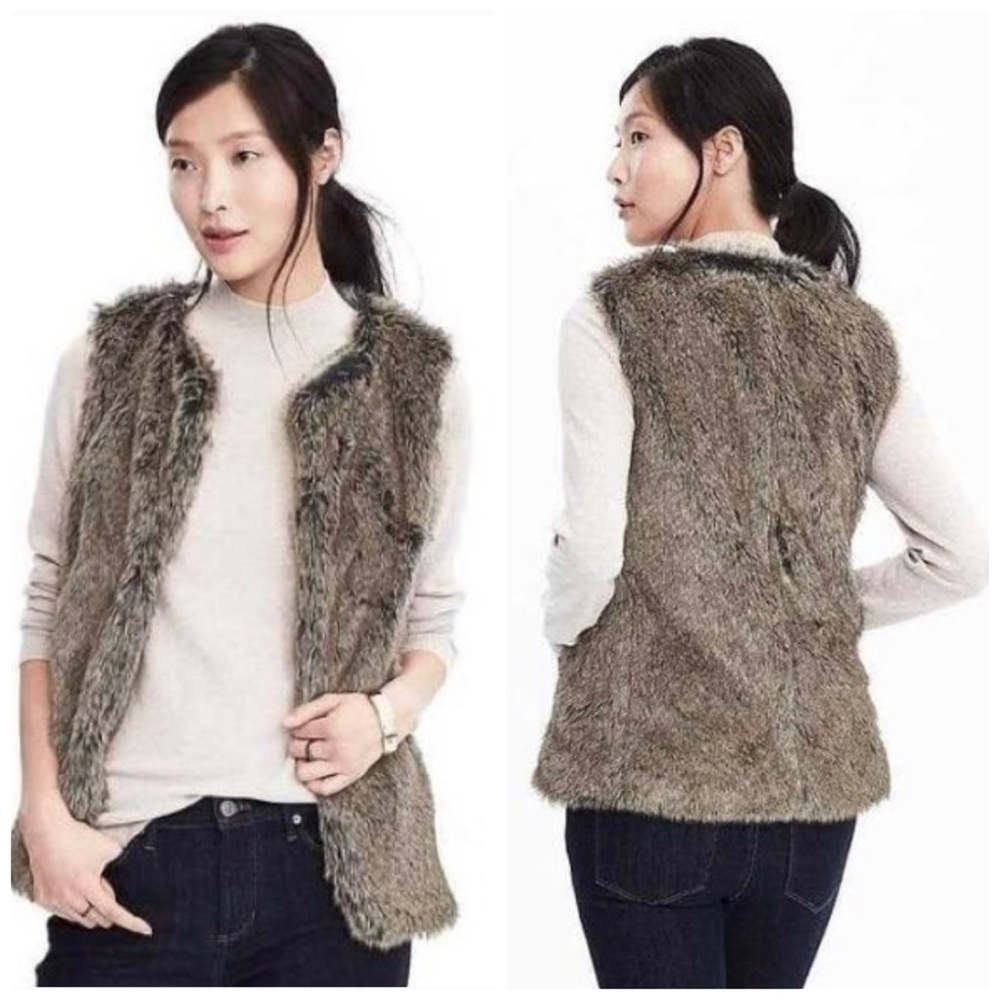Banana Republic Faux Fur Vest Size M Mob Wife Style